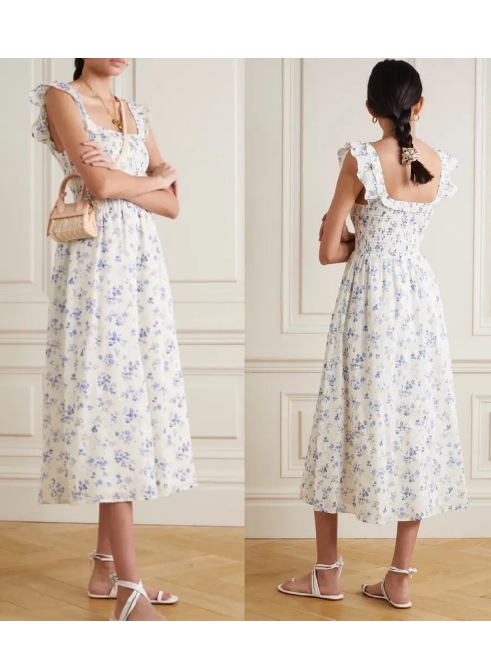 Reformation Noreen Ditzy Floral Midi Dress Size XS Ruffles Cottagecore Lula